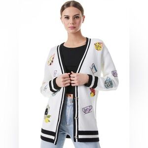 Alice + Olivia BRADFORD EMBROIDERED GRANDPA CARDIGAN XS